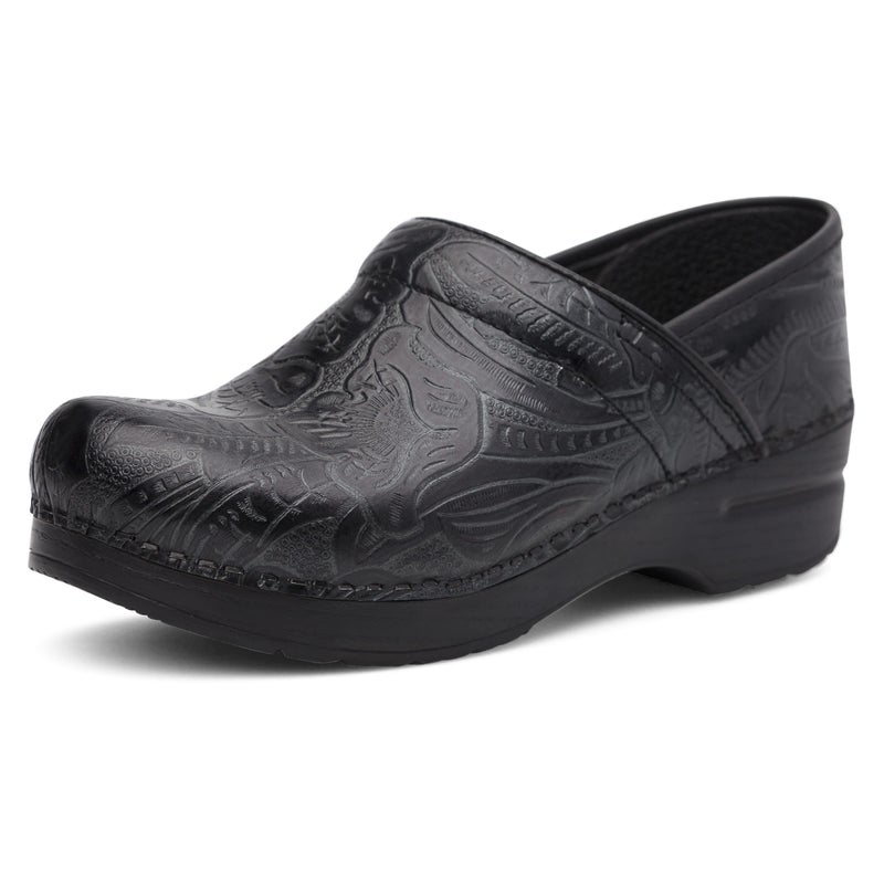 Dansko Womenâ€™s Professional Slip-On Clogs â€“Rocker Sole and Arch Support for Comfort-Ideal for Nursing, Food Service, Healthcare Black Tooled 9.5-10 M US - Image 1